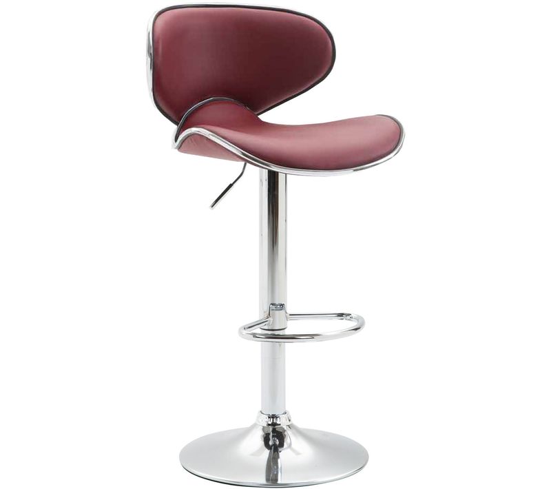 Tabouret De Bar Chaise De Bar Hauteur Réglable Avec Repose Pieds En Synthétique Bordeaux Et Métal