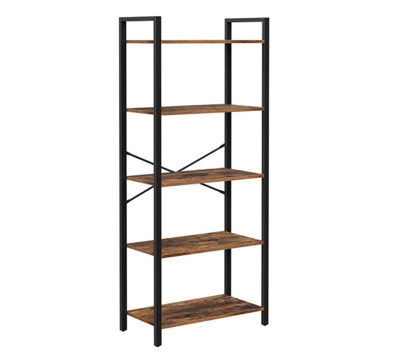 Étagère à 5 Niveaux Bibliothèque Avec Structure En Acier Pour Salon Bureau Entrée