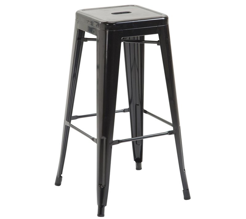 Tabouret De Bar Chaise Haute De Comptoir Style Industriel En Métal Noir 10_0000144