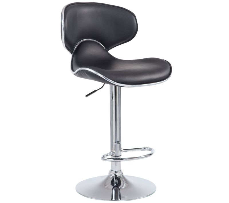 Tabouret De Bar Chaise De Bar Hauteur Réglable Avec Repose Pieds En Synthétique Noir Et Métal 10_0
