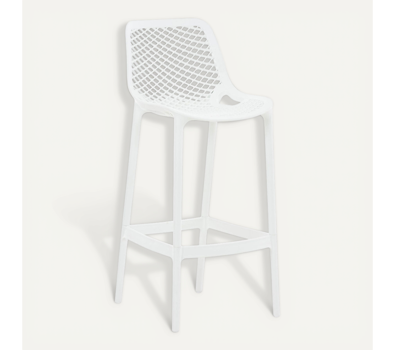 Tabouret De Bar Avec Repose-pieds Design Moderne Plastique Blanc Intérieur Ou Extérieur 10_0000040