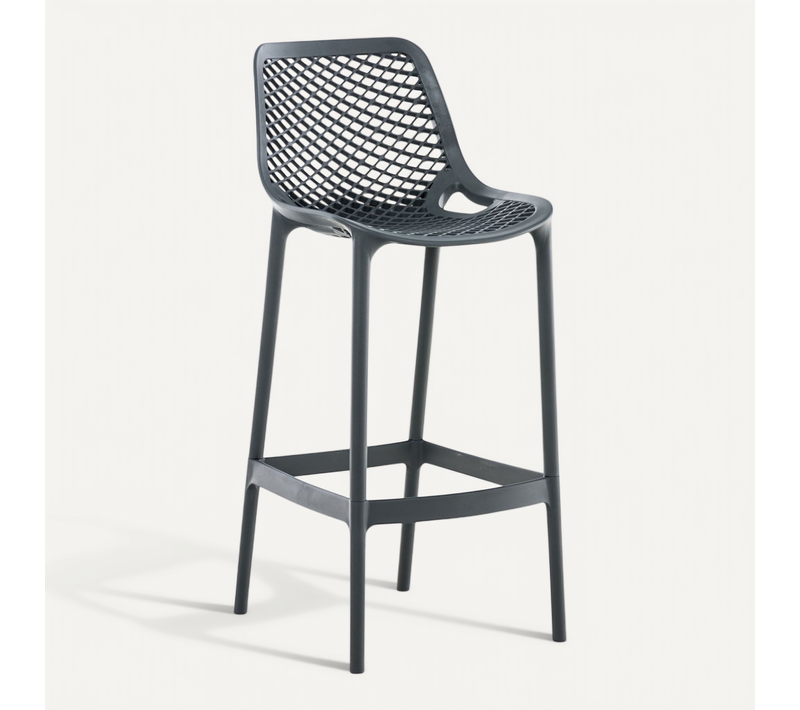Tabouret De Bar Avec Repose-pieds Design Moderne Plastique Gris Foncé Intérieur Ou Extérieur 10_00
