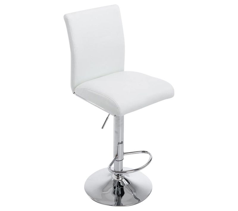 Tabouret De Bar Chaise Haute Avec Repose-pieds Forme Trompette Design Moderne En Synthétique Blanc