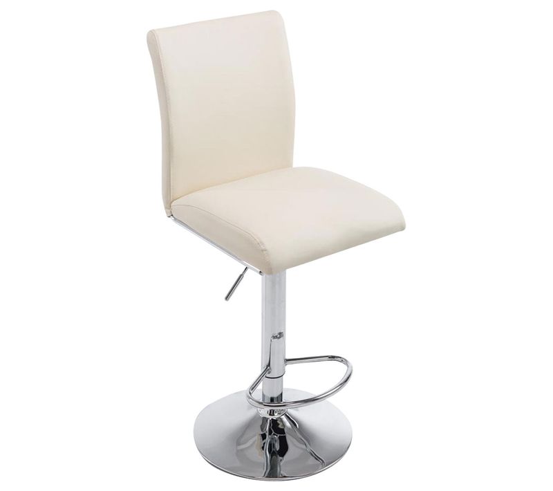 Tabouret De Bar Chaise Haute Avec Repose-pieds Forme Trompette Design Moderne En Synthétique Crème