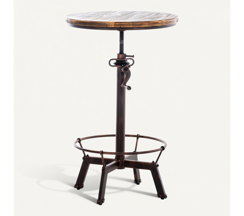 Table Haute En Bois Massif Et Métal Bronze Hauteur Réglable Style Industriel Tab10065
