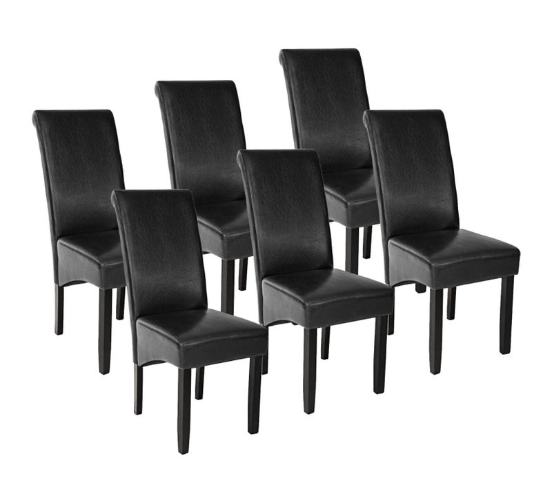 Lot De 6 Chaises Pieds Noir Siège De Salon Cuisine Salle à Manger Design Carré Élégan