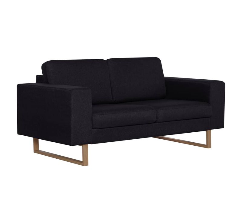 Canapé 2 Places De Salon Salle De Séjour Maison Intérieur Tissu Noir 02_0019034