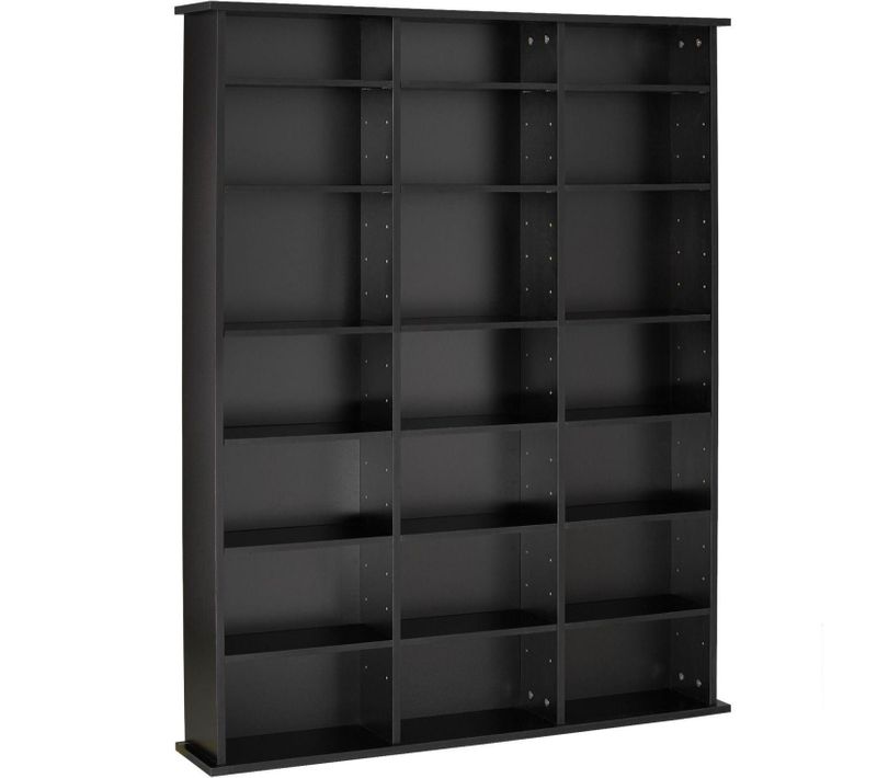 Armoire Étagère Bibliothèque Rangement Cd / Dvd Meuble De Rangement 136,5 Cm Noir 08_