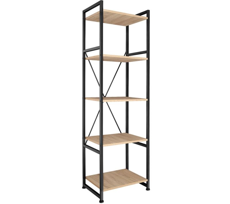 Grande Étagère Bibliothèque Au Look Industriel/ Vintage 5 Niveaux 151,5 Cm Beige 08_0