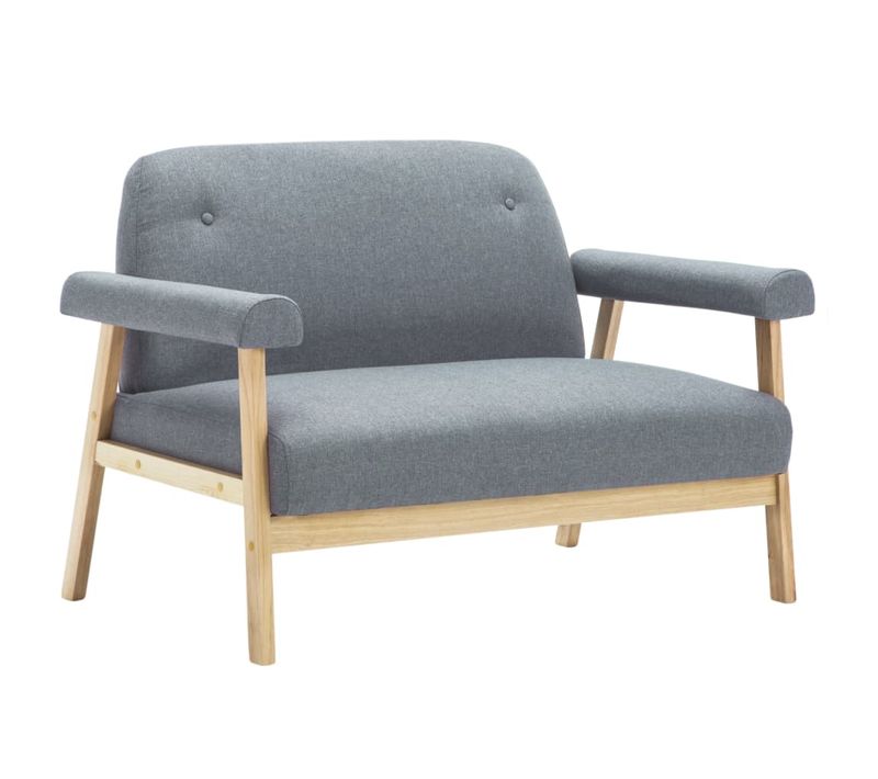 Canapé 2 Places De Salon Salle De Séjour Maison Intérieur Tissu Gris Clair 02_0019640