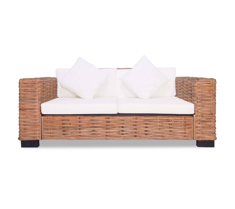 Canapé 2 Places De Salon Salle De Séjour Maison Intérieur Rotin Naturel 02_0019645