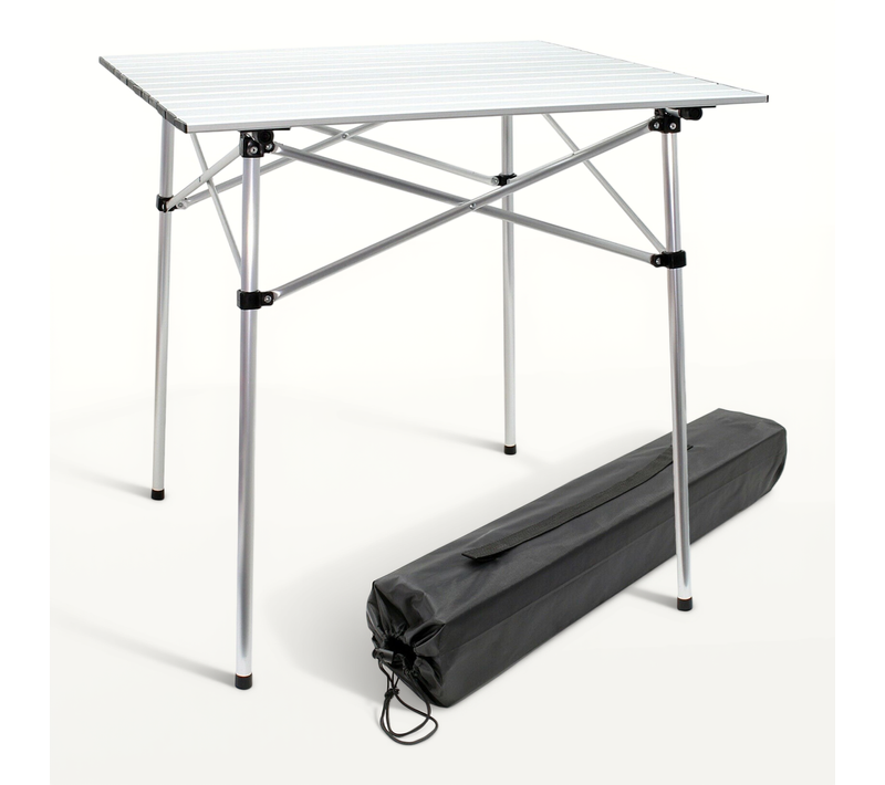 Table De Camping En Aluminium Avec Plateau De 70 Cm Et Sac De Transport Argenté 16_00