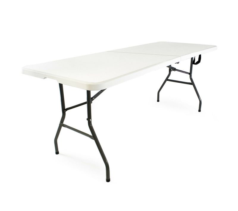 Table De Camping Pliante Portable Pliable Légère Extérieur Bbq 180 Cm Blanc 16_00005