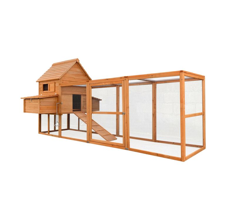 Poulailler Avec Nichoirs Et Libre Parcours 310 Cm Bois Grillage Galvanisé Marron 16_0