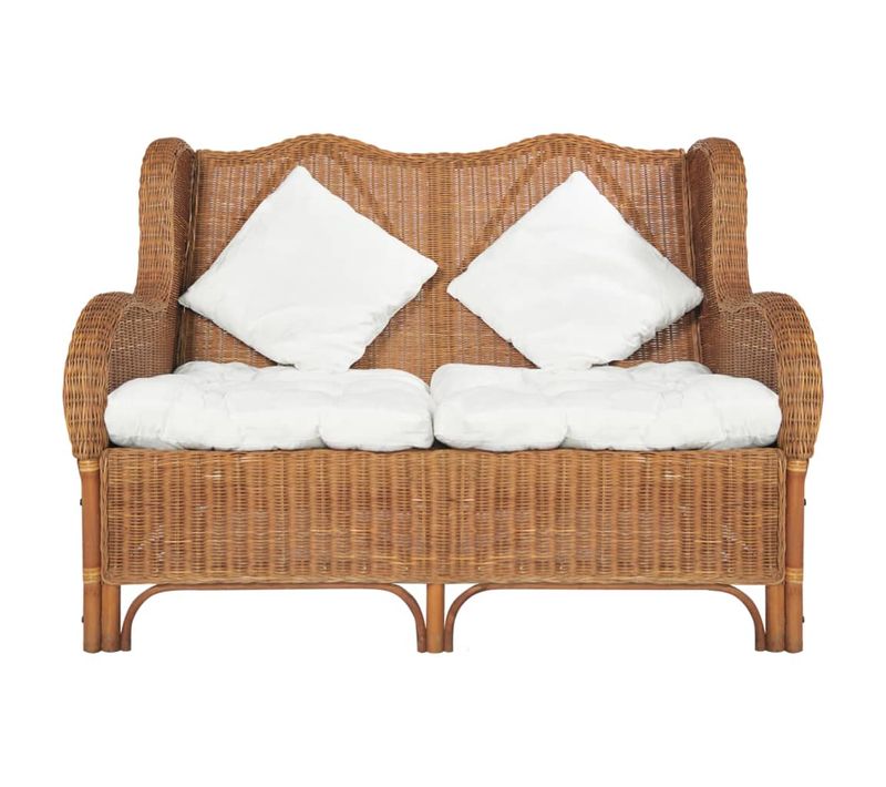 Canapé 2 Places De Salon Salle De Séjour Maison Intérieur Places Marron Clair Rotin N