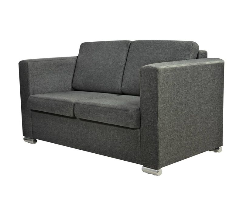 Canapé 2 Places De Salon Salle De Séjour Maison Intérieur Tissu Gris Foncé 02_0020062