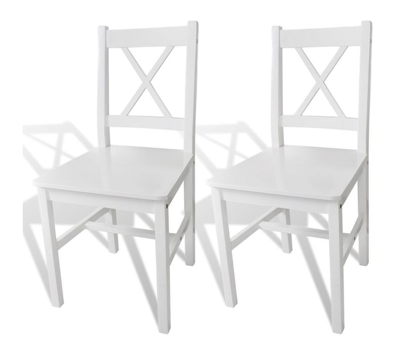 Lot De 2 Chaises De Salle à Manger Cuisine Design Classique Bois De Pin Blanc Cds020166