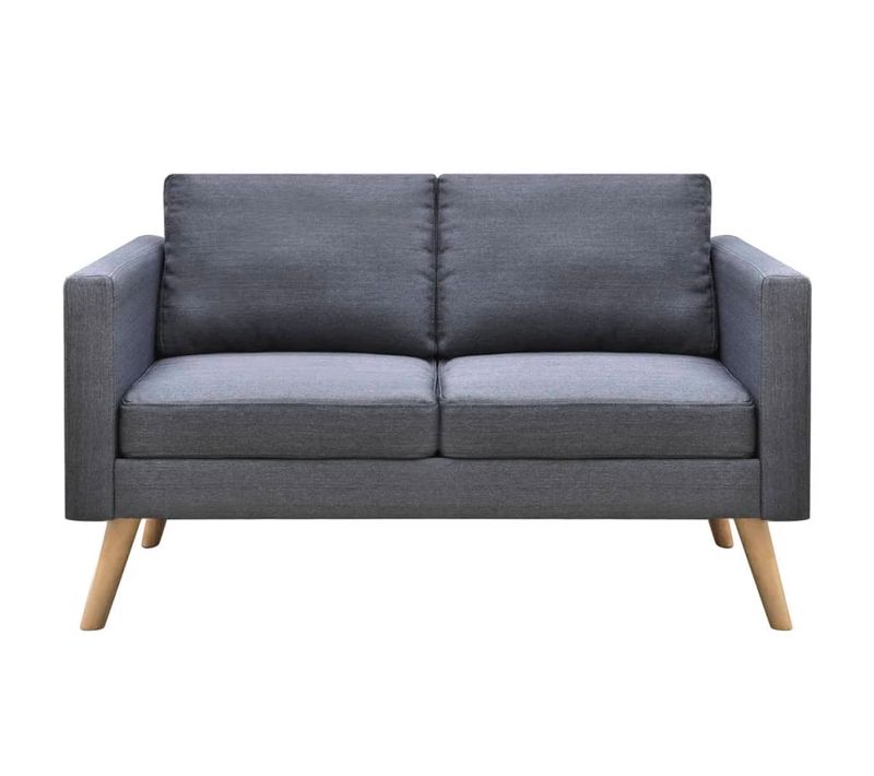 Canapé 2 Places De Salon Salle De Séjour Maison Intérieur Tissu Gris Foncé 02_002018