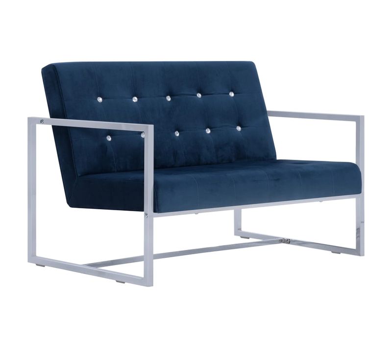 Canapé 2 Places De Salon Salle De Séjour Maison Intérieur Places Avec Accoudoirs Bleu