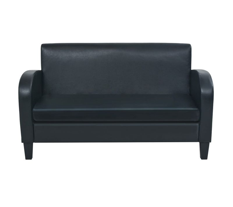Canapé 2 Places De Salon Salle De Séjour Maison Intérieur Cuir Synthétique Noir 02_00