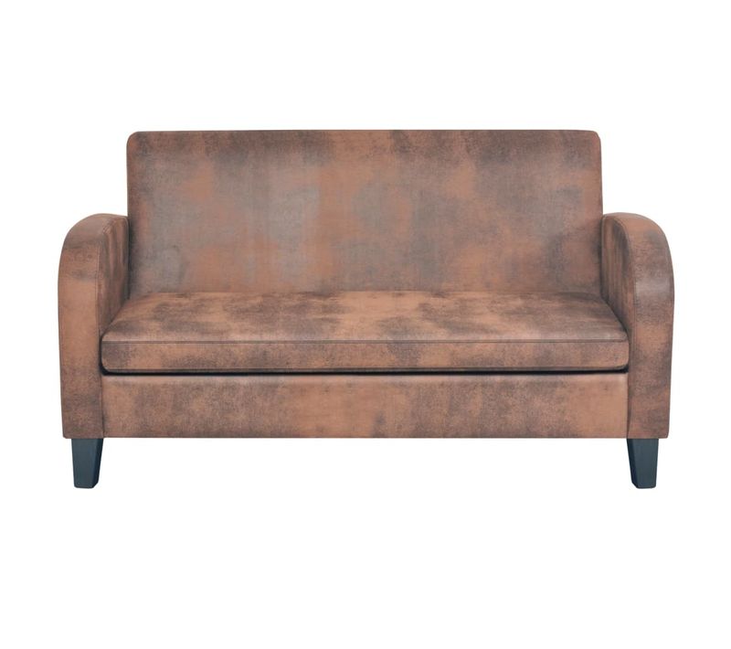 Canapé 2 Places De Salon Salle De Séjour Maison Intérieur Daim Synthétique Marron 02_