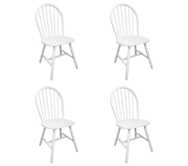 Lot De 4 Chaises De Salle à Manger Cuisine Design Classique Bois D'hévéa Solide Blanc Cds021229