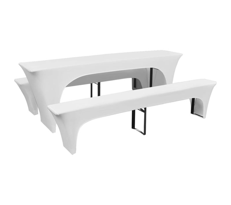 3 Nappe Pour Table De Brasserie Et Bancs Extensible Blanc 50 Cm Dec022295