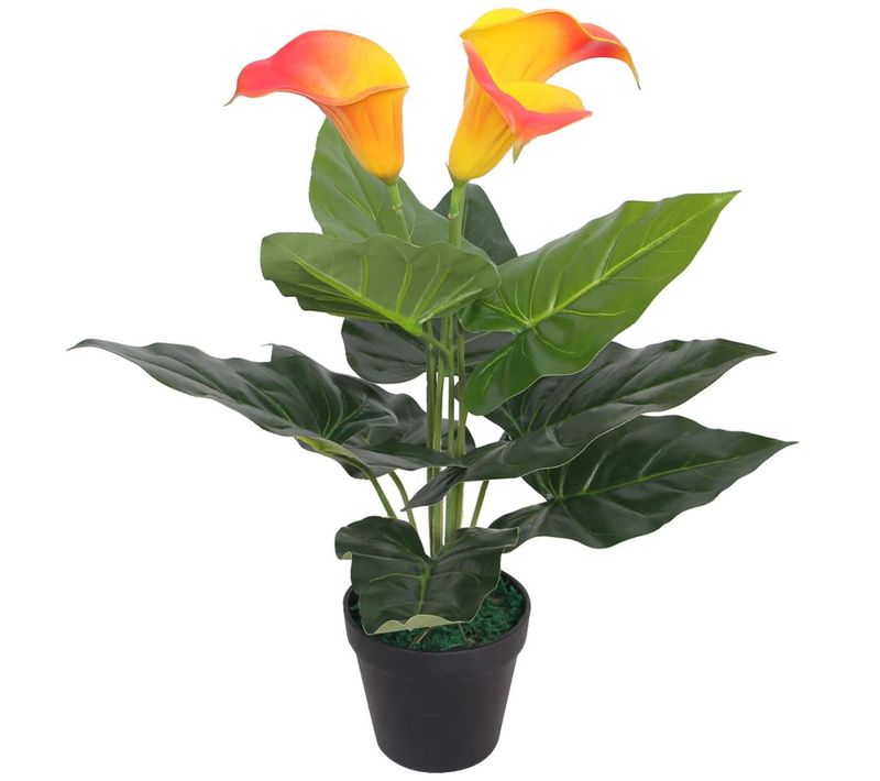 Plante Artificielle Avec Pot Lis Calla 45 Cm Rouge Et Jaune Dec021923