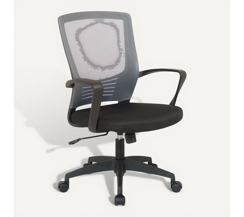 Chaise Fauteuil De Bureau Sur Roulettes En Maille Gris Et Noir Réglable Avec Accoudoirs Bur10357