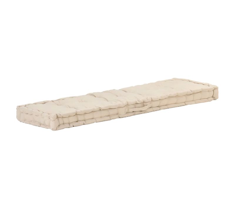 Coussin De Plancher De Palette Coton Matelas De Sol 120x40x7 Cm Beige Dec021813