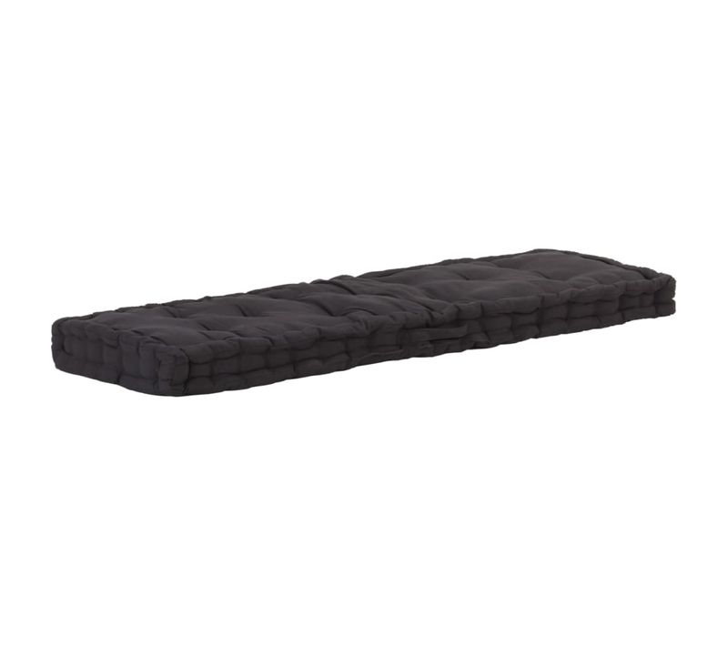 Coussin De Plancher De Palette Coton Matelas De Sol 120x40x7 Cm Noir Dec021807