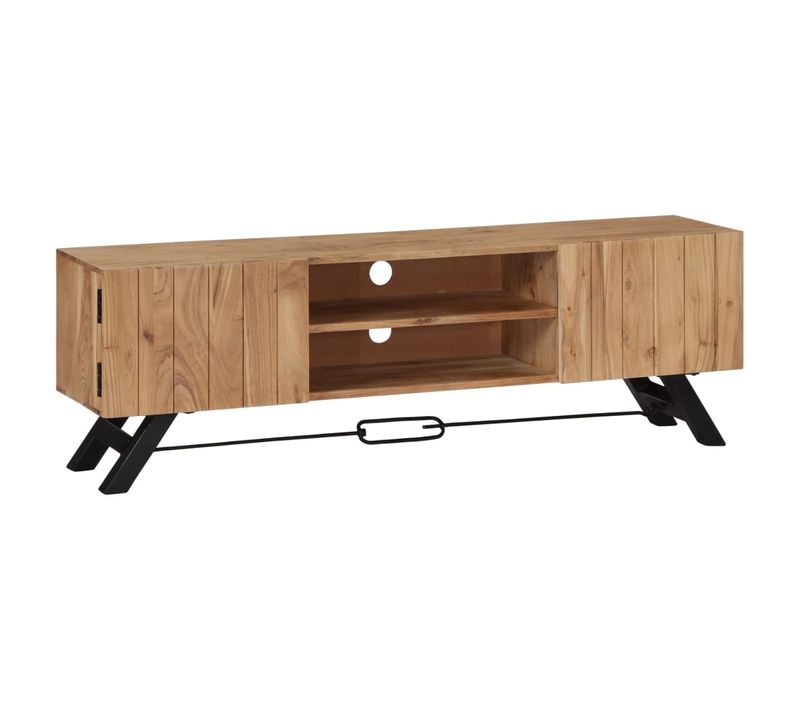 Meuble Télé Buffet TV Télévision Design Pratique 140 Cm Bois D'acacia Massif 2502068/