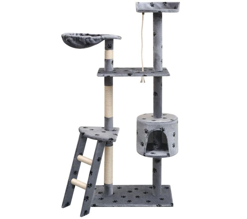 Arbre à Chat Griffoir Grattoir Niche Jouet Animaux Peluché Et Sisal 150 Cm Empreintes