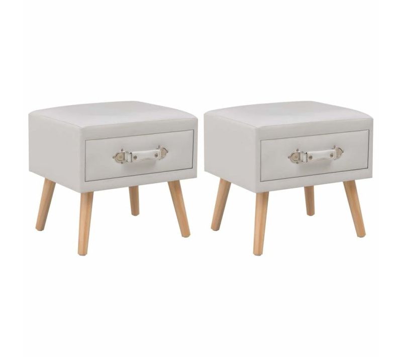 Table De Nuit Chevet Commode Armoire Meuble Chambre 2 Pièces Blanc 40x35x40 Cm Synthétique