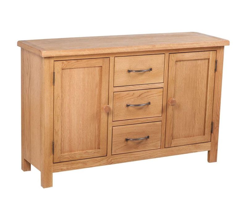 Buffet Bahut Armoire Console Meuble De Rangement Avec 3 Tiroirs 110 Cm Bois De Chêne