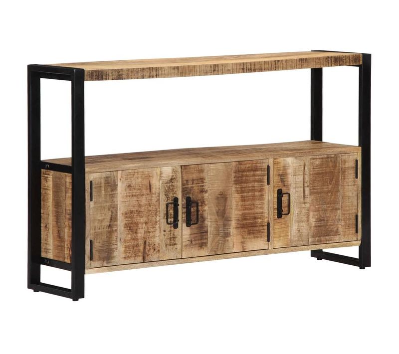 Buffet Bahut Armoire Console Meuble De Rangement Latérale 120 Cm Bois De Manguier Sol