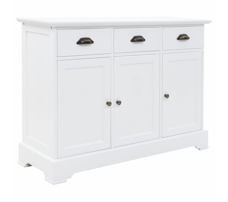 Buffet Bahut Armoire Console Meuble De Rangement Avec 3 Portes Mdf Et Bois De Pin 105