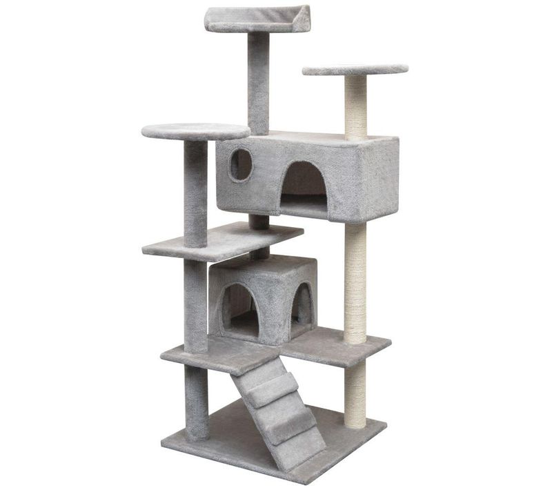 Arbre à Chat Griffoir Grattoir Niche Jouet Animaux Peluché En Sisal 125 Cm Gris 37022