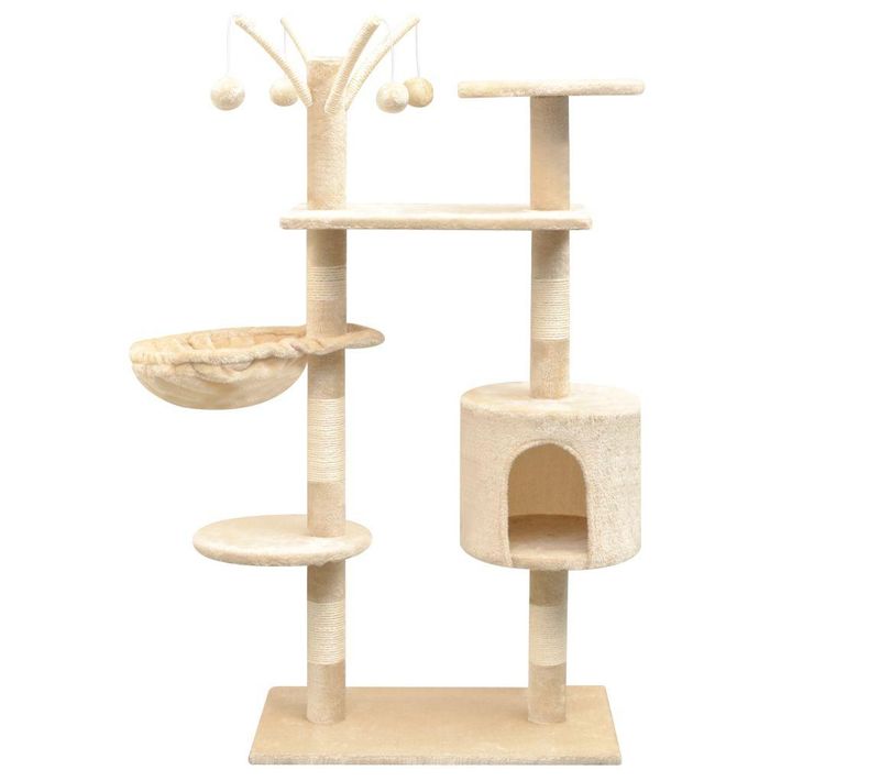 Arbre à Chat Griffoir Grattoir Niche Jouet Animaux Peluché En Sisal 125 Cm Beige 3702