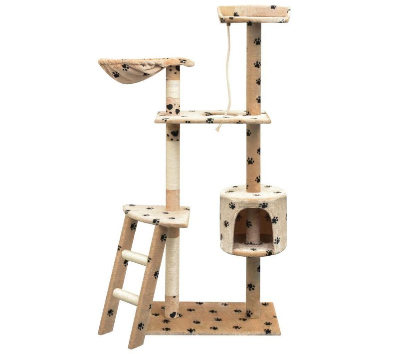 Arbre à Chat Griffoir Grattoir Niche Jouet Animaux Peluché Et Sisal 150 Cm Empreintes