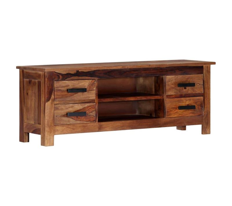 Meuble Télé Buffet TV Télévision Design Pratique 110 Cm Bois De Sesham Solide 250227
