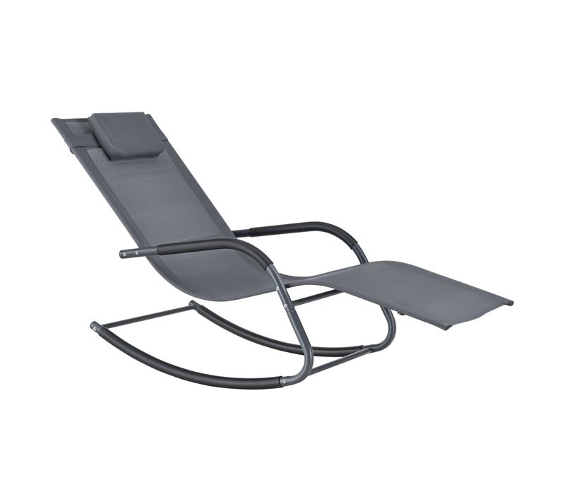 Transat Bain De Soleil Chaise Longue à Bascule Acier Textile 147 X 63 X 89 Cm Gris Fo