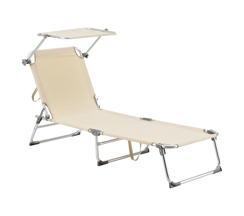 Transat Bain De Soleil Avec Pare-soleil Aluminium Polyester Argenté Mat Beige 03_0006
