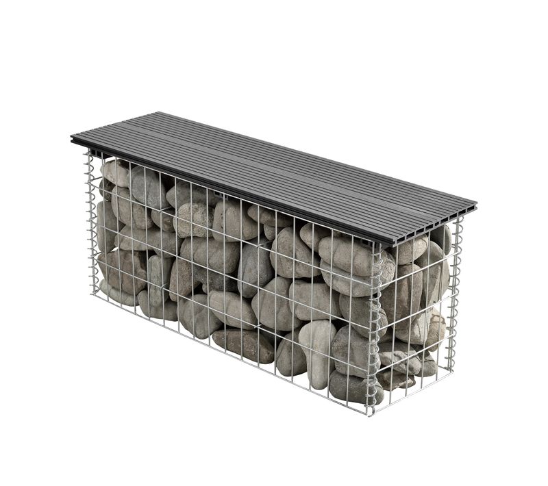 Banc De Jardin Gabion 100 X 30 X 5 Cm Gris 03_0006440