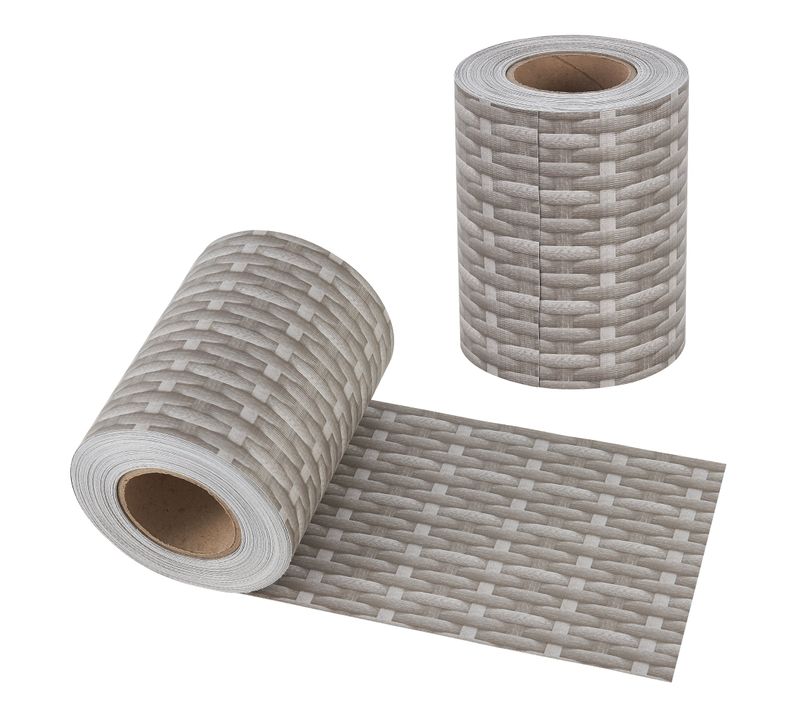 Bande De Brise-vue Pvc 35 M X 19 Cm 6,65 M² Gris Avec Aspect Rotin 03_0006585
