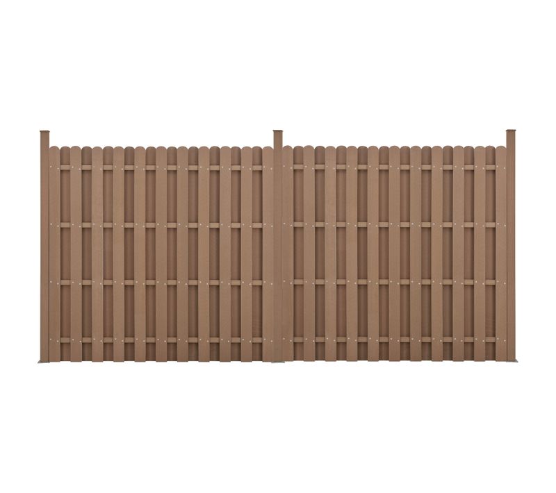 Kit De 2 Clôtures Barrière Brise Vue Brise Vent Bois Composite (wpc) Brun 185 X 376