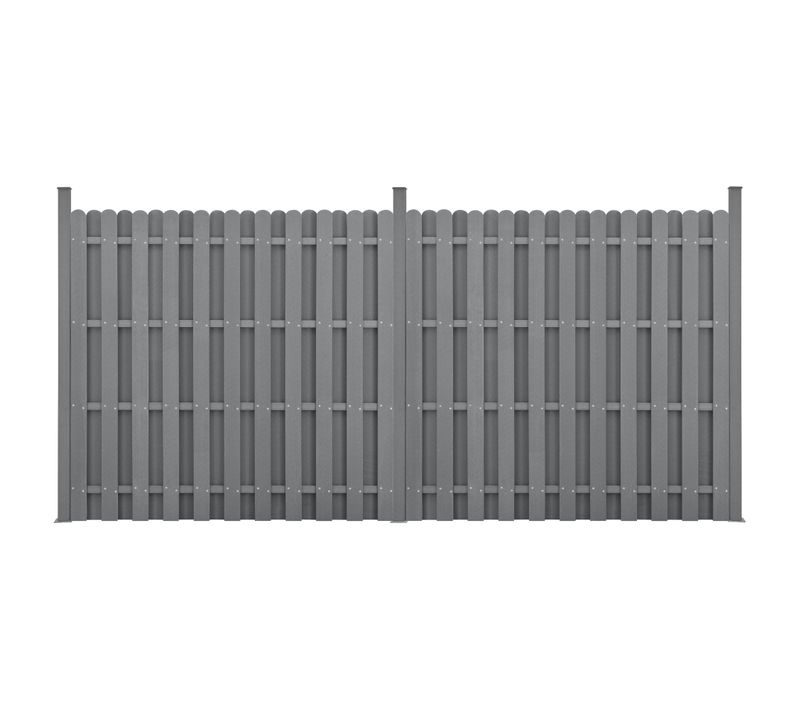 Kit De 2 Clôtures Barrière Brise Vue Brise Vent Bois Composite (wpc) Gris 185 X 376