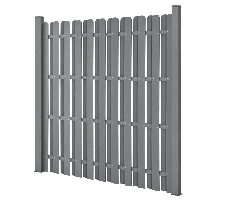 Kit De 3 Clôtures Barrière Brise Vue Brise Vent Bois Composite (wpc) Gris 185 X 562