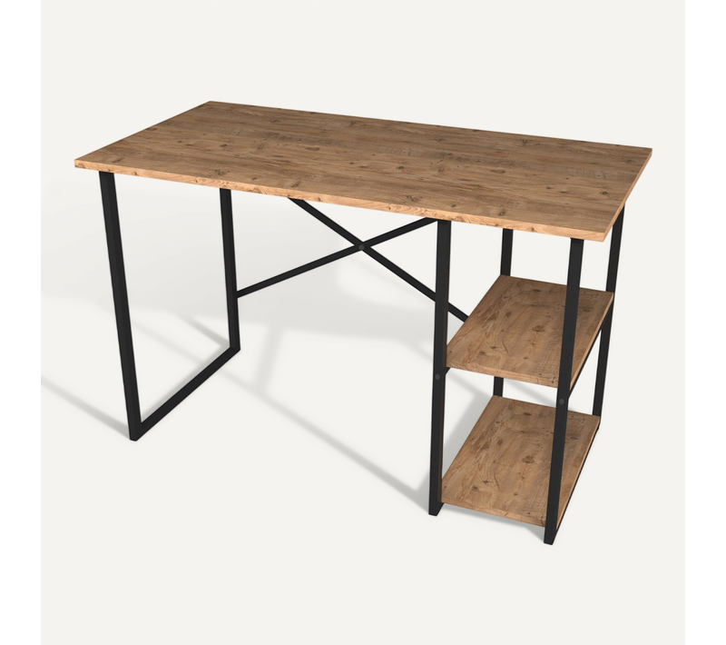 Bureau Poste De Travail Table Avec étagère Intégrée à 2 Niveaux 75 X 120 X 60 Cm Effe