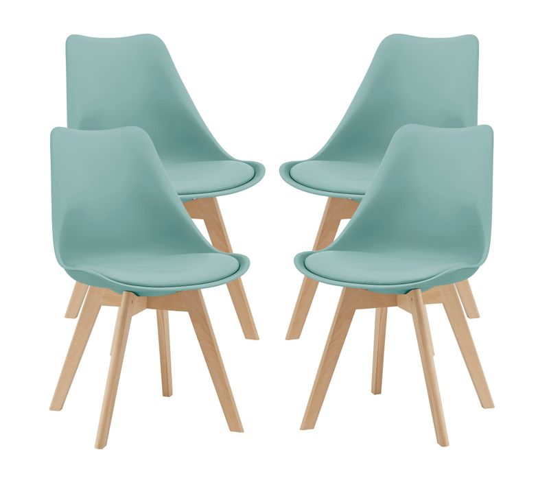 Lot De 4 Chaises De Salle à Manger Simili Hêtre Menthe 03_0006764
